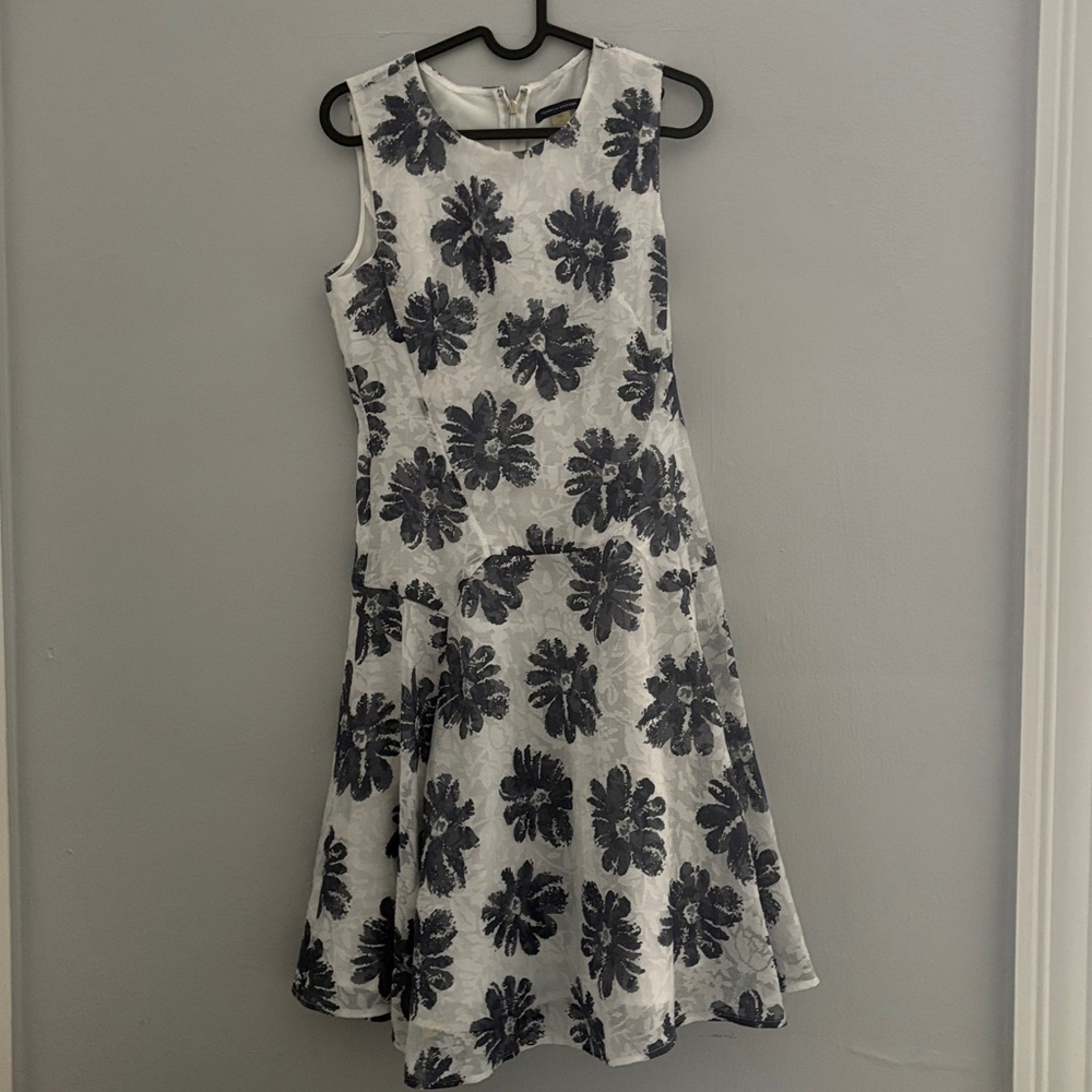 Tommy Hilfiger White and Black Floral Midi Dress